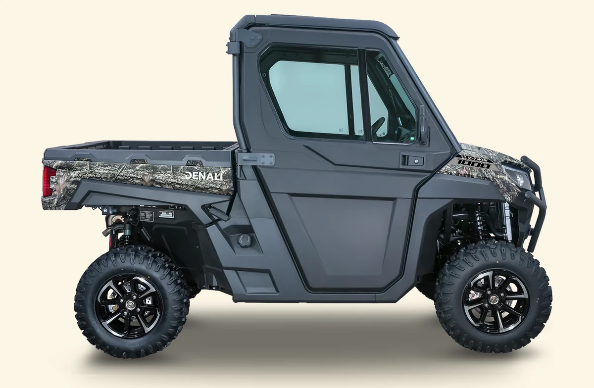 Bighorn Denali 1000 UTV in camo with full cab, side view